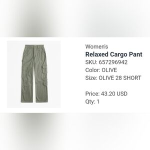 Abercrombie & Fitch | Women's Olive Cargo Pants | Size 28s/6s